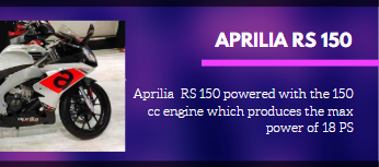 Aprilia RS 150 is the first bike in the list of Upcoming 150 cc bikes in india 2020 which is the straight rival of yamaha r15.
